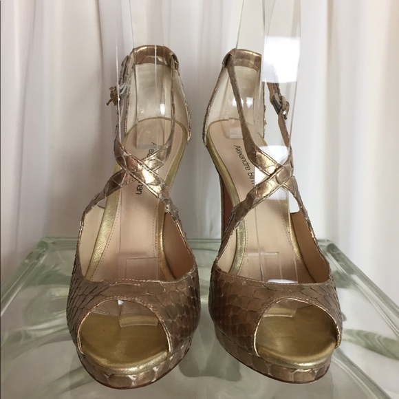 Alexandre Birman Gold Snakeskin platforms 5 1/2 - Picture 2 of 8